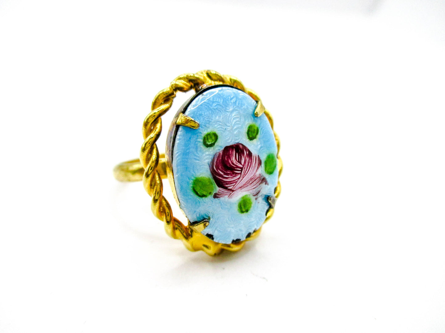 Enamel Rose Adjustable Ring