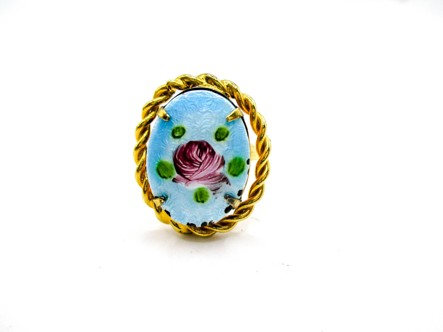 Enamel Rose Adjustable Ring