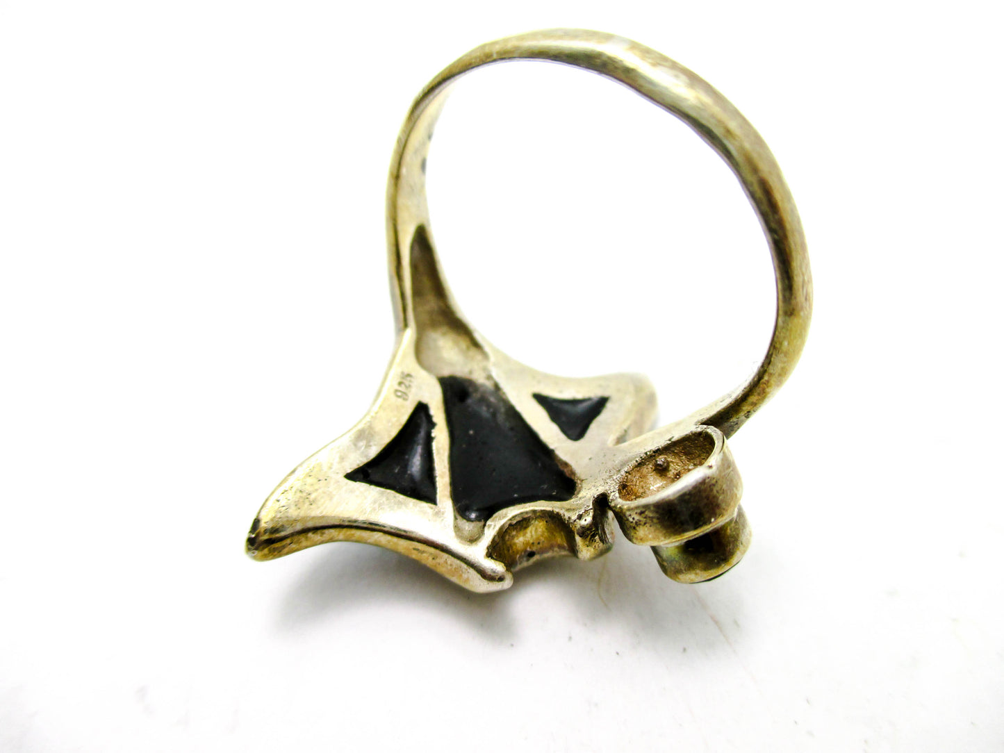 Manta Ray Sterling Silver - Rainbow Abalone Ring Size 9