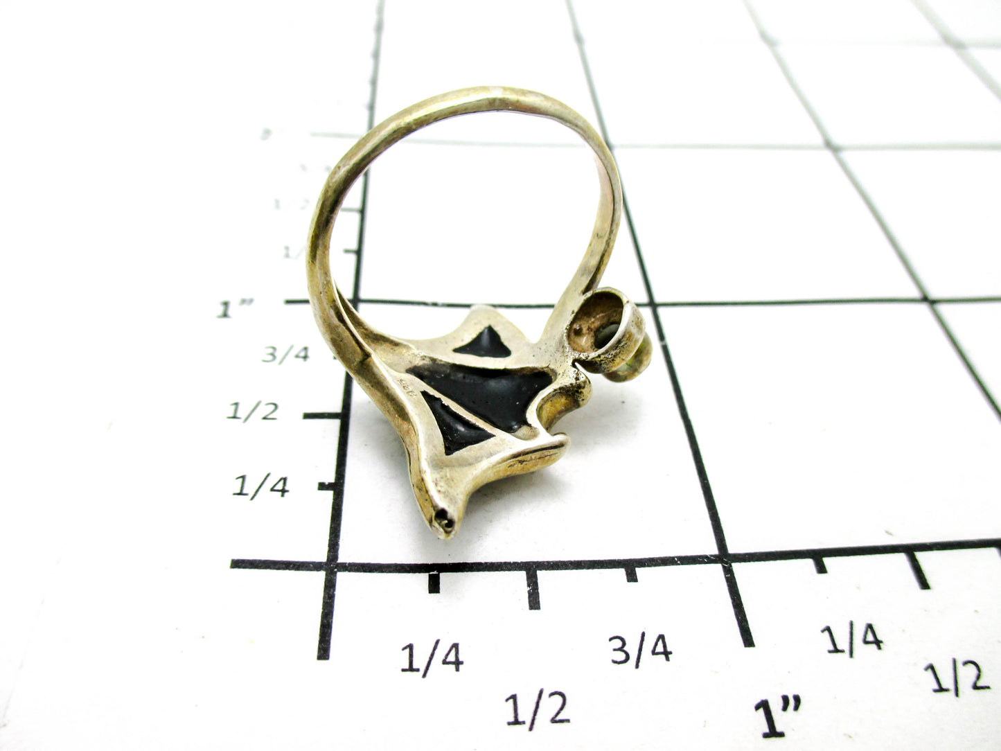 Manta Ray Sterling Silver - Rainbow Abalone Ring Size 9