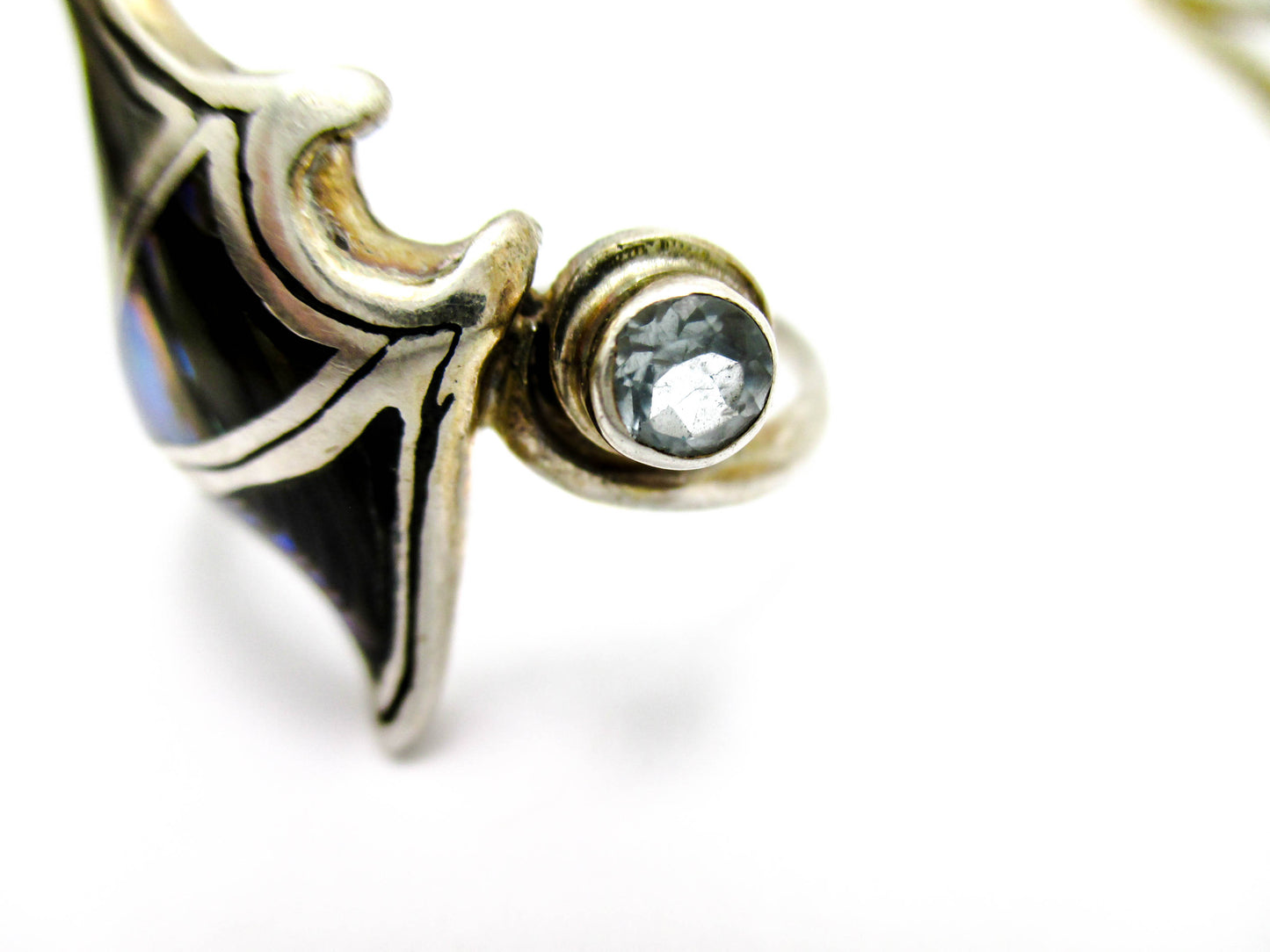 Manta Ray Sterling Silver - Rainbow Abalone Ring Size 9