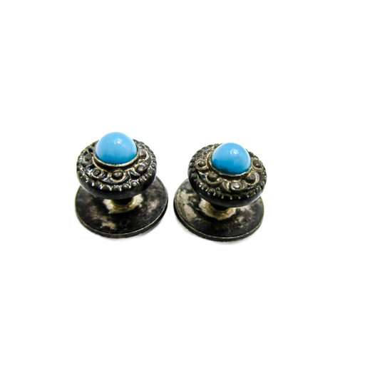 Antique Sterling and Turquoise Stud Set of 2