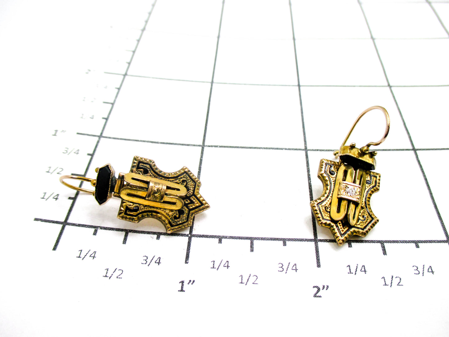 Victorian Taille D'épargne Earrings - 14K Gold Ear Wires