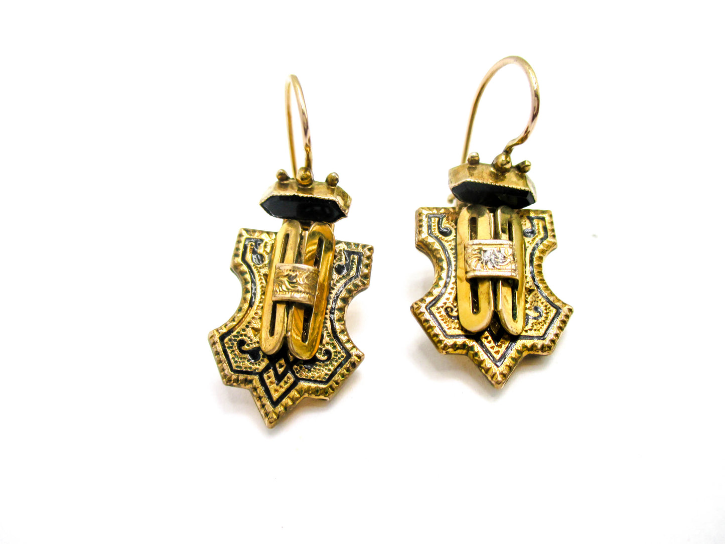 Victorian Taille D'épargne Earrings - 14K Gold Ear Wires