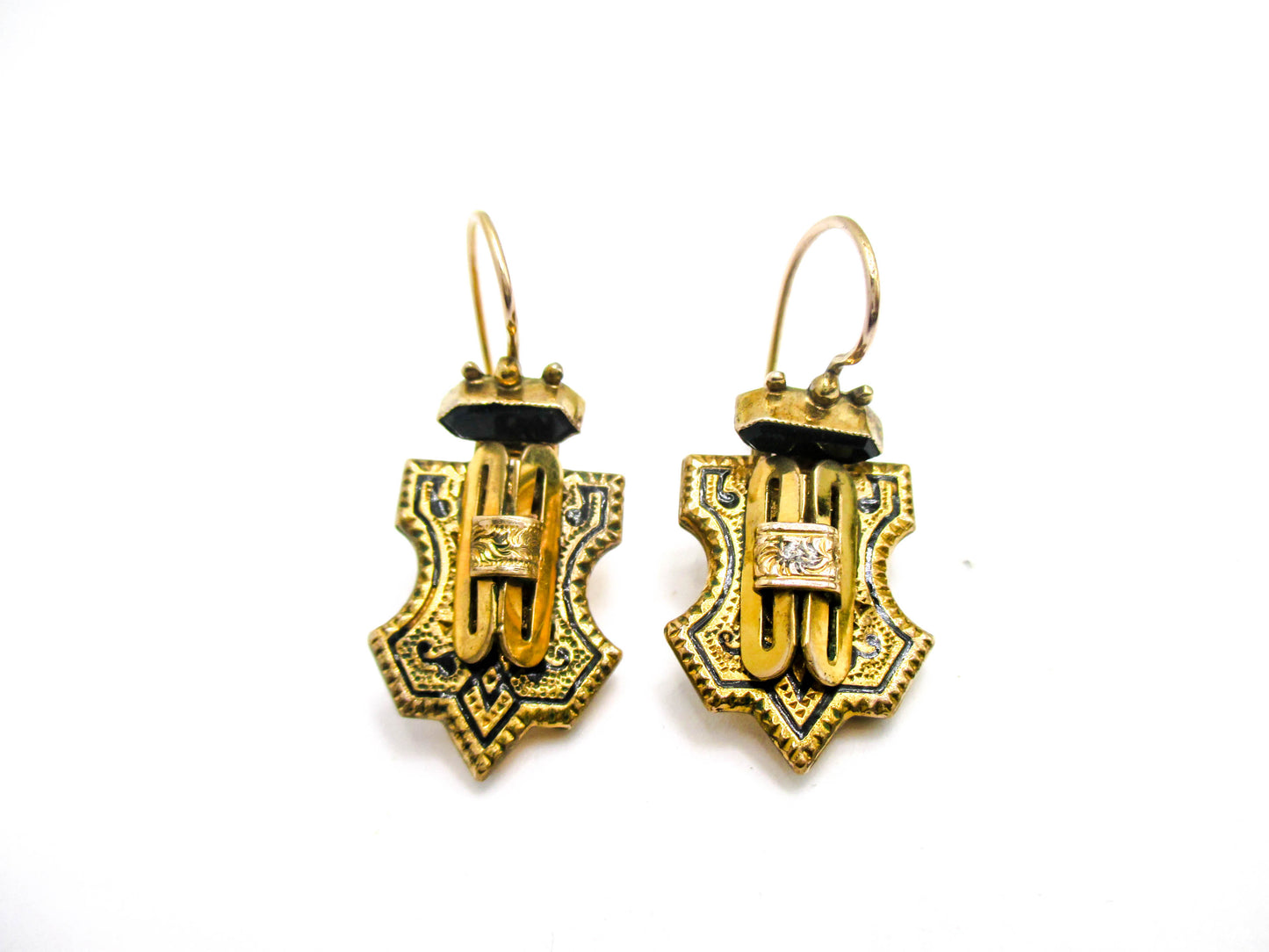 Victorian Taille D'épargne Earrings - 14K Gold Ear Wires