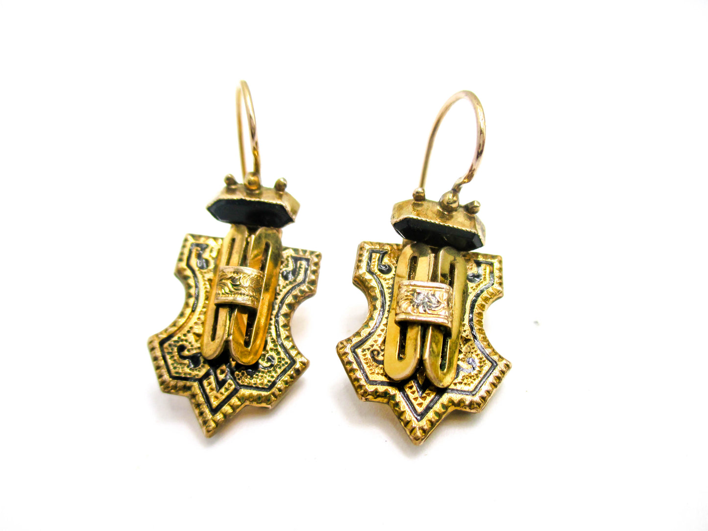Victorian Taille D'épargne Earrings - 14K Gold Ear Wires
