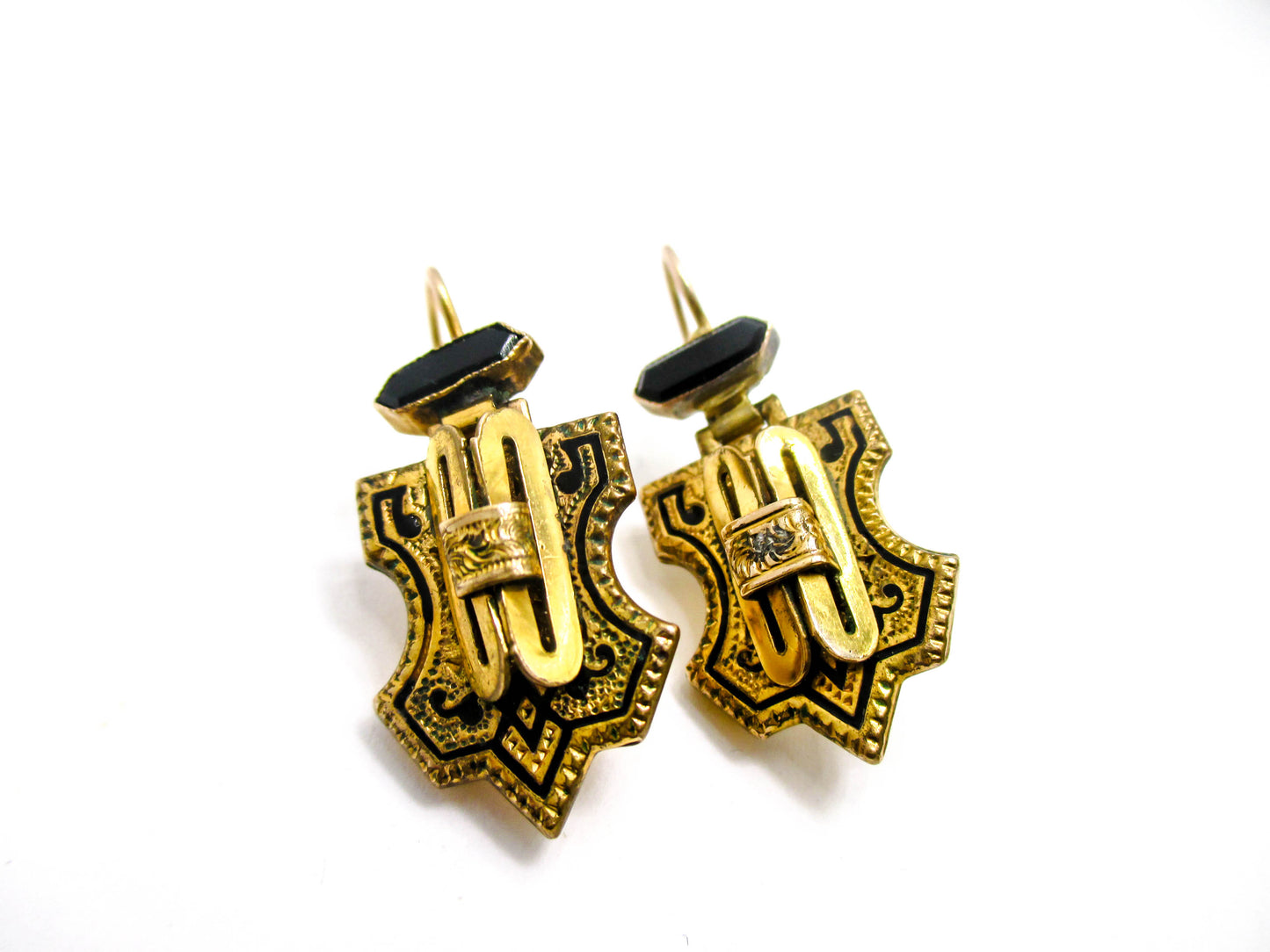 Victorian Taille D'épargne Earrings - 14K Gold Ear Wires