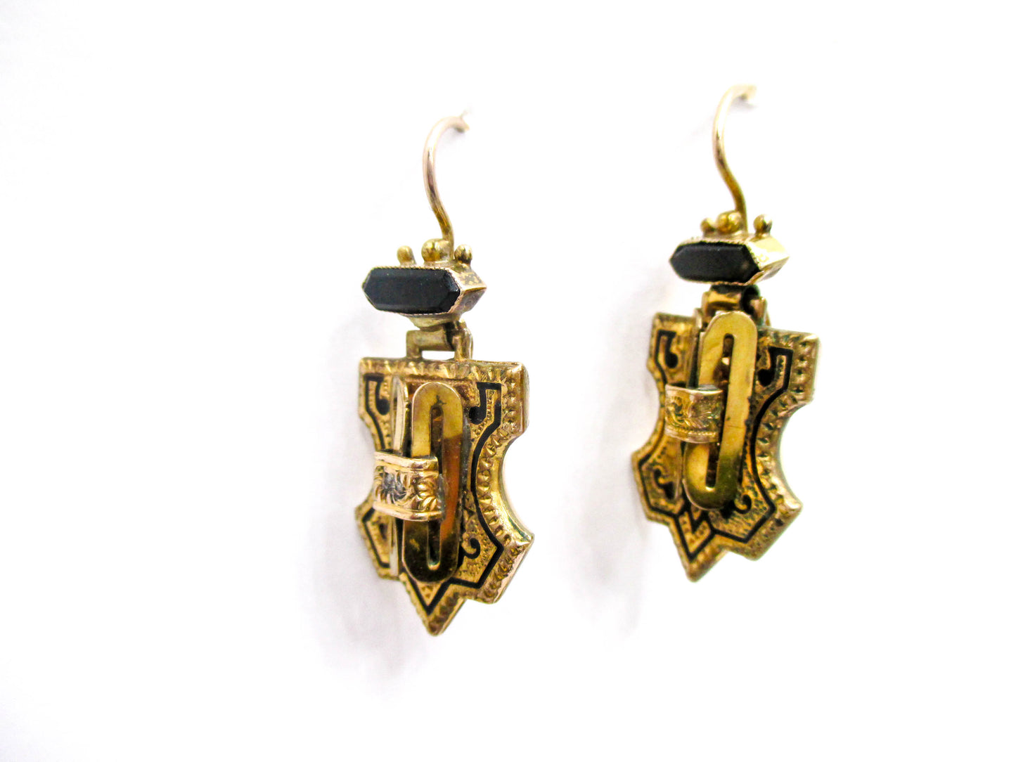 Victorian Taille D'épargne Earrings - 14K Gold Ear Wires