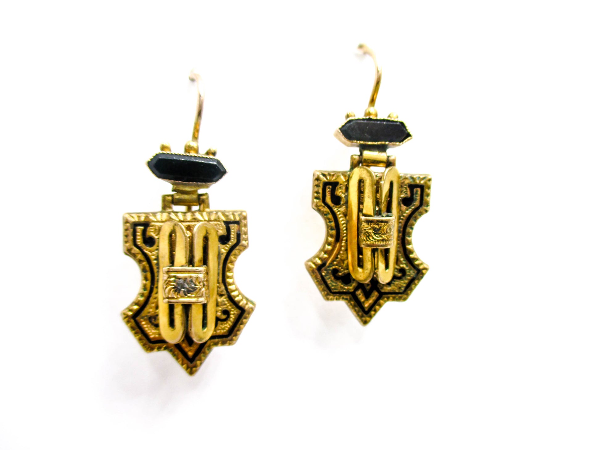 Victorian Taille D'épargne Earrings - 14K Gold Ear Wires