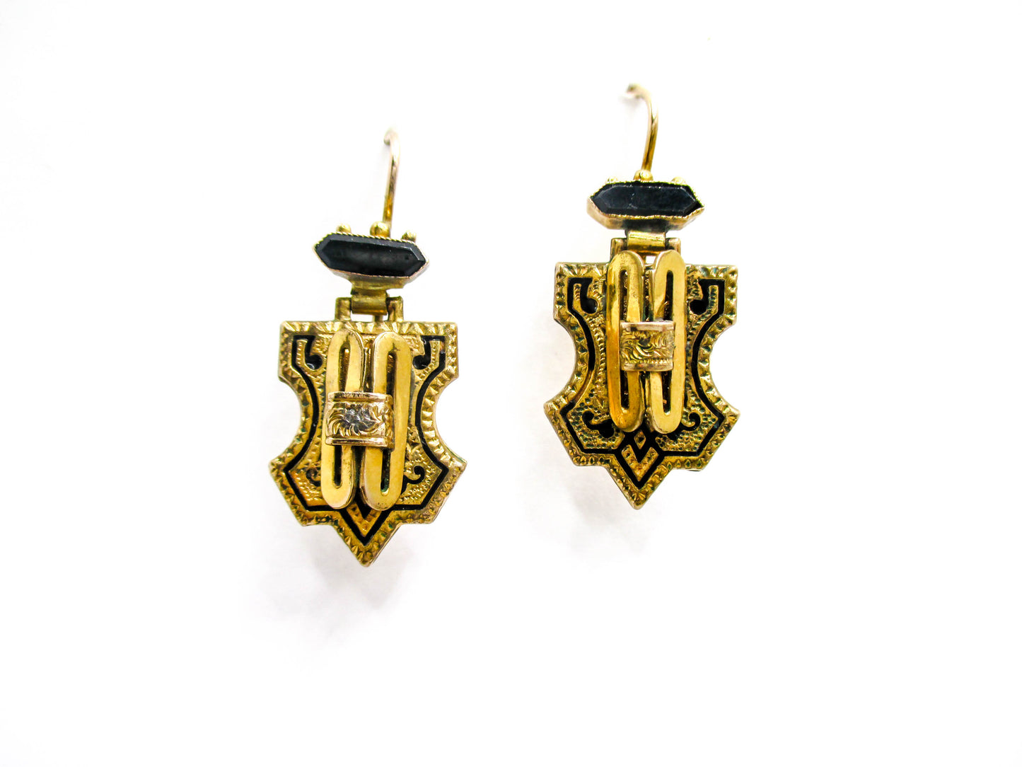 Victorian Taille D'épargne Earrings - 14K Gold Ear Wires