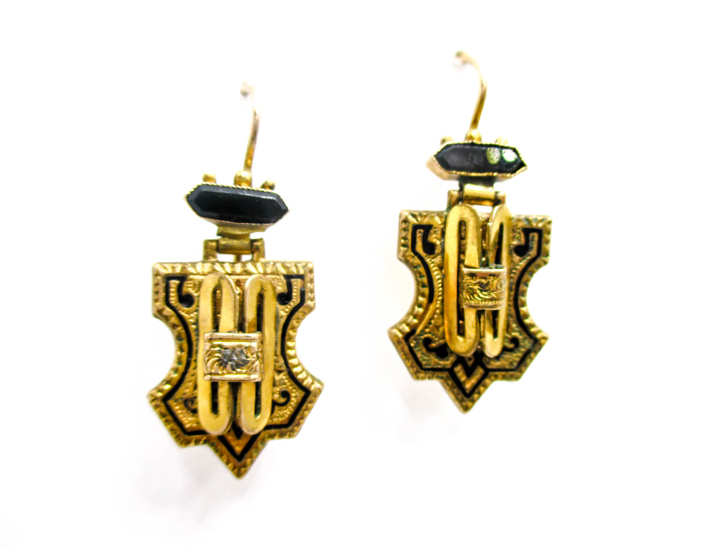 Victorian Taille D'épargne Earrings - 14K Gold Ear Wires
