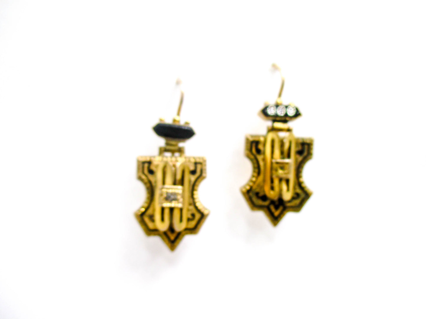 Victorian Taille D'épargne Earrings - 14K Gold Ear Wires