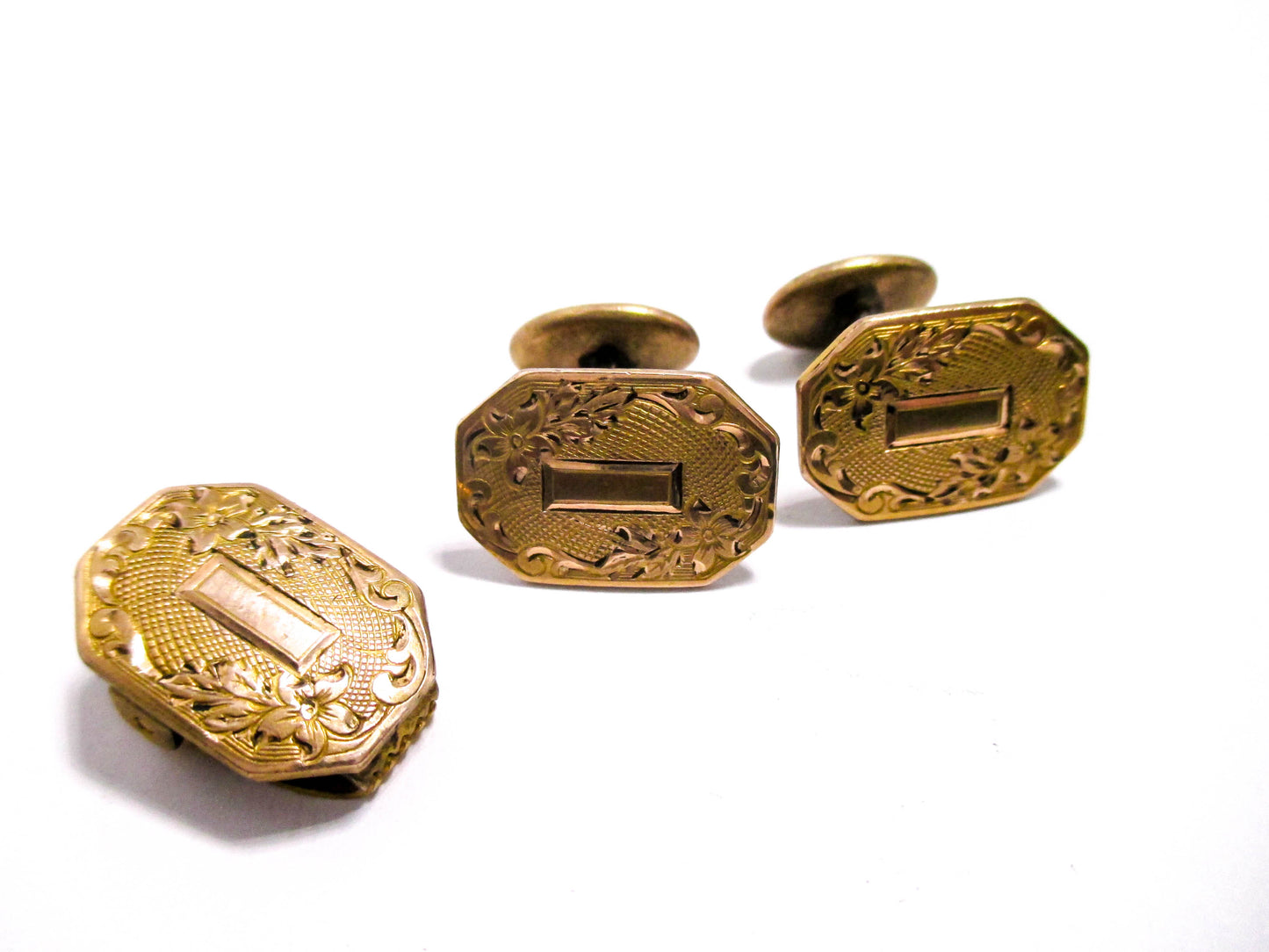Antique Men's Dress Set - Cufflinks and Tie Clip