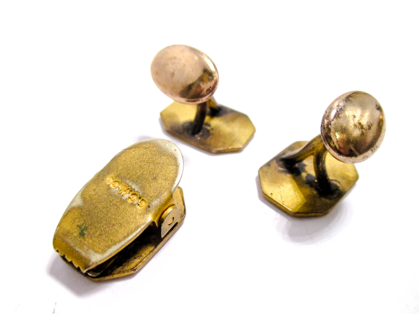 Antique Men's Dress Set - Cufflinks and Tie Clip