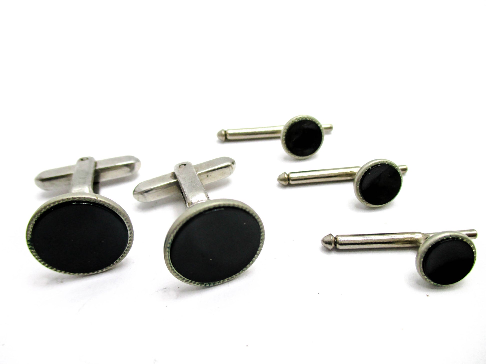 Vintage Black Tuxedo Stud and Cuff Link Set