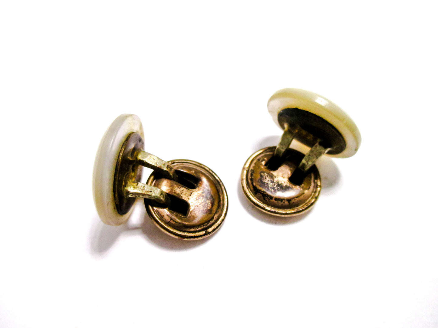 1880s Cuff Buttons - Victorian Mother of Pearl Jewelry