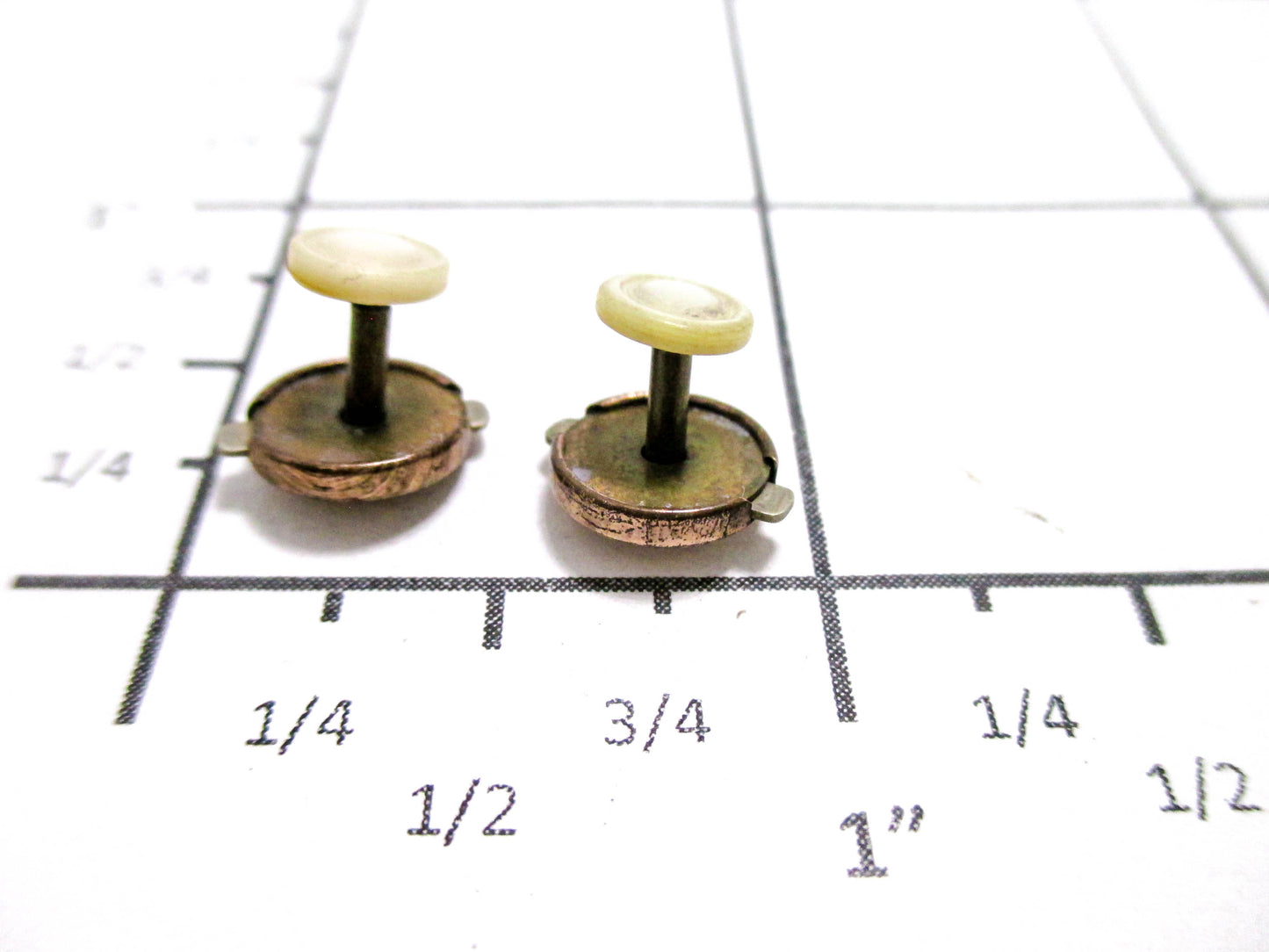 1880s Bachelor Button Studs - Mother of Pearl Tops