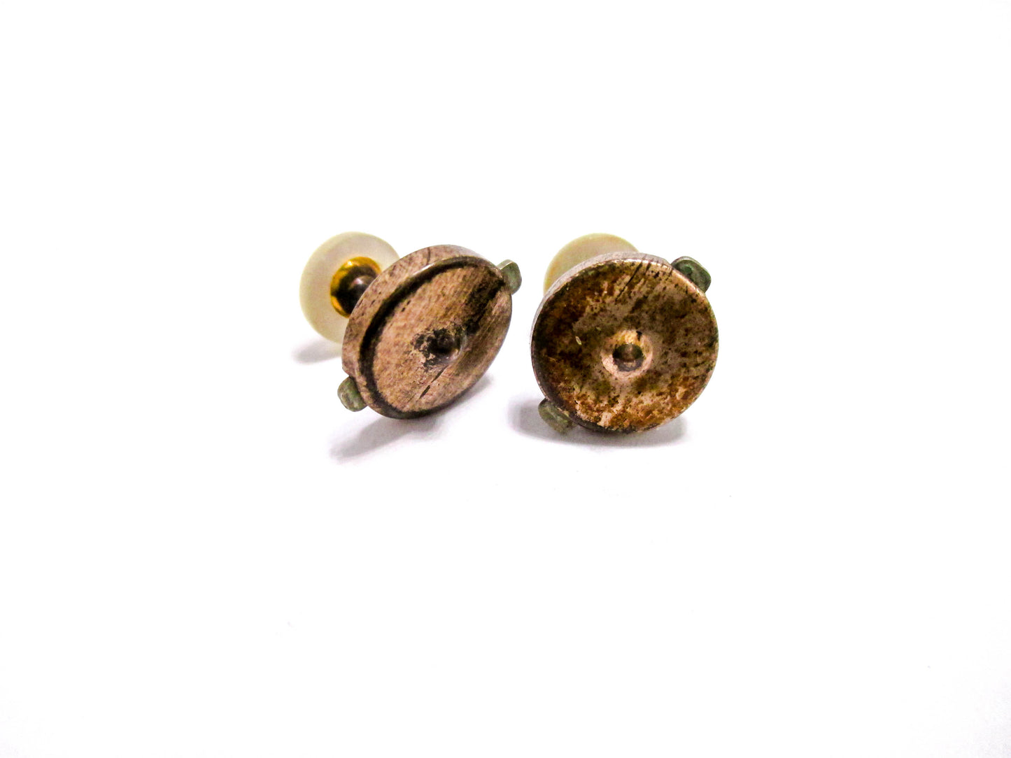1880s Bachelor Button Studs - Mother of Pearl Tops