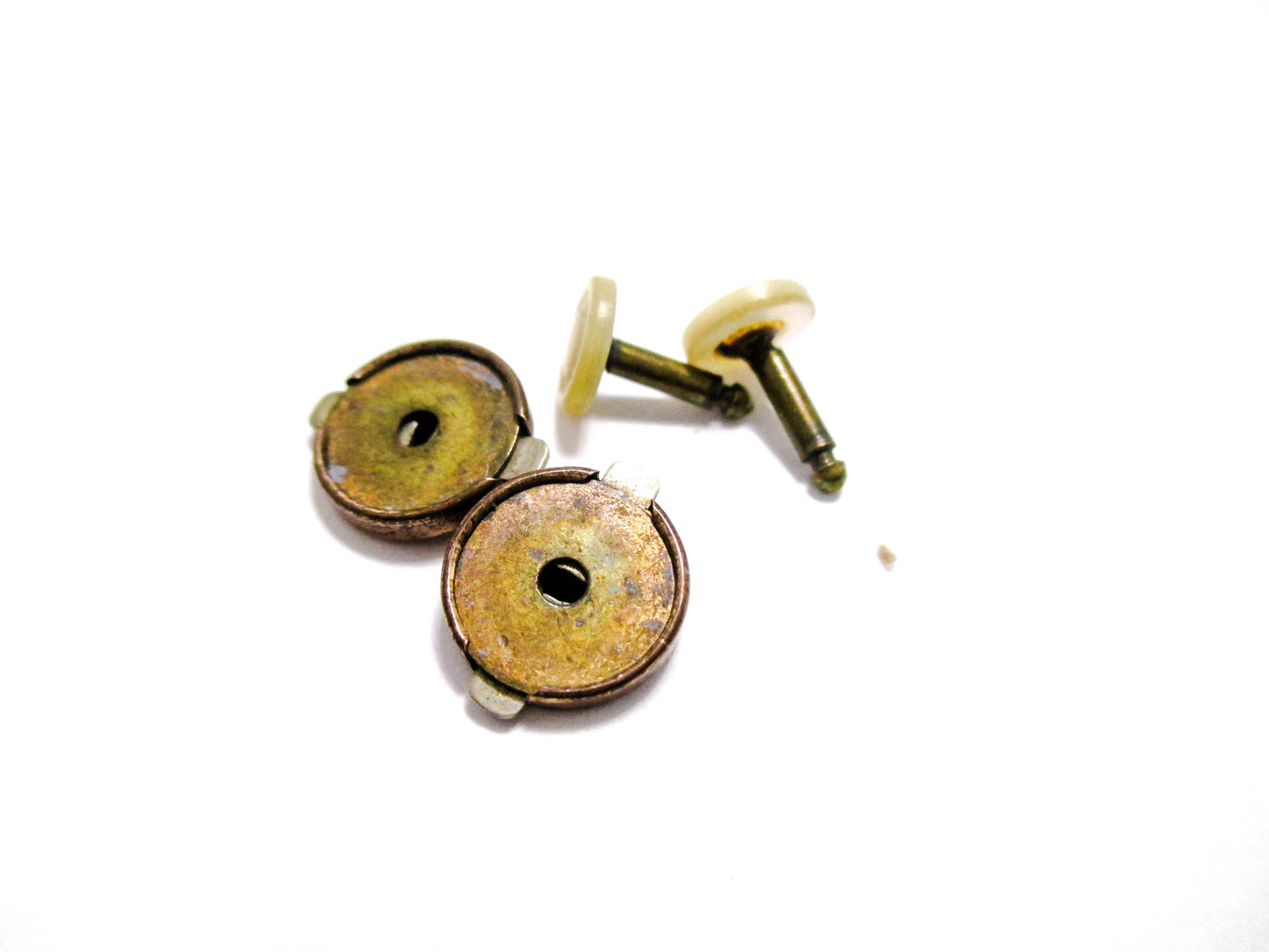 1880s Bachelor Button Studs - Mother of Pearl Tops