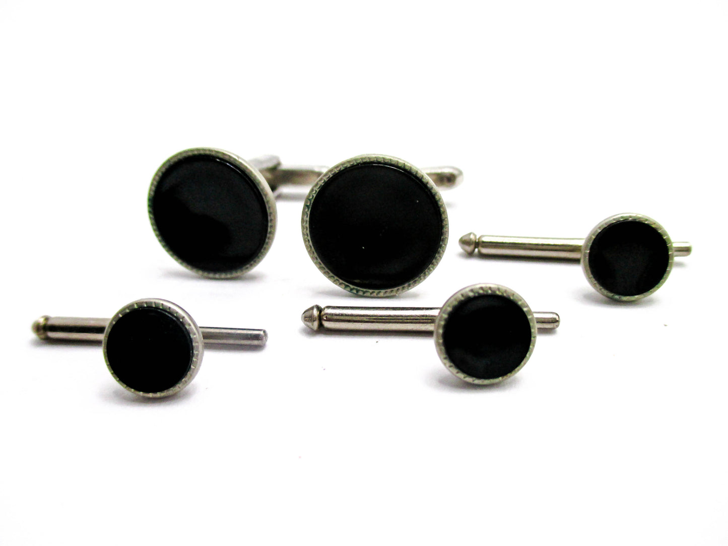 Vintage Black Tuxedo Stud and Cuff Link Set