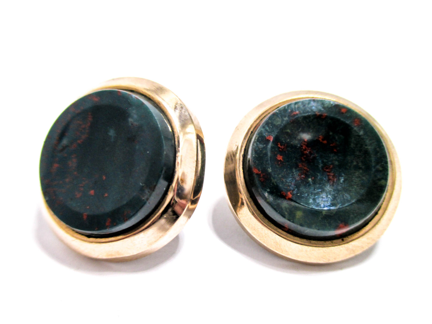 Victorian Bloodstone Cuff Buttons - 1880s Men's Jewelry