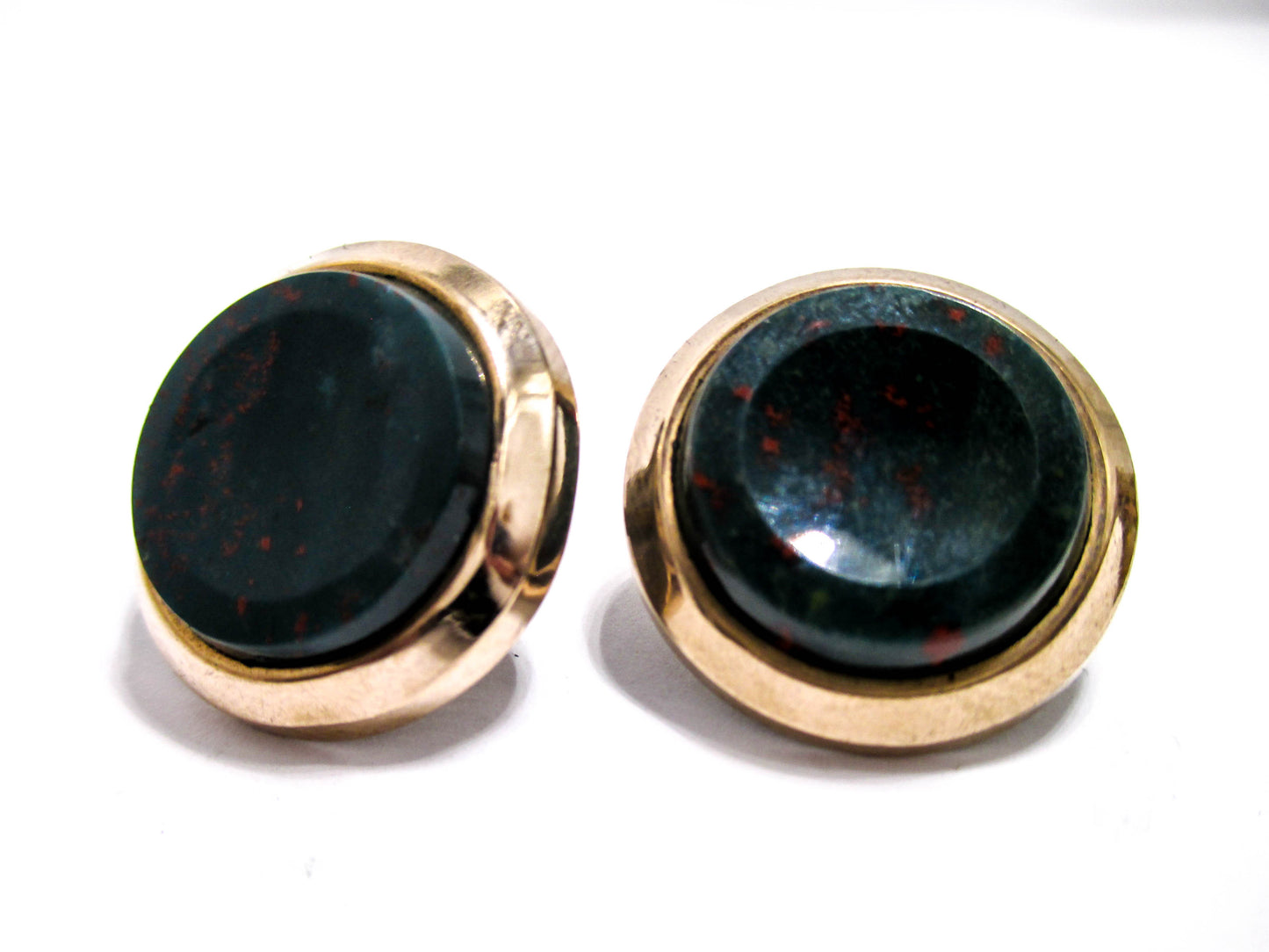 Victorian Bloodstone Cuff Buttons - 1880s Men's Jewelry