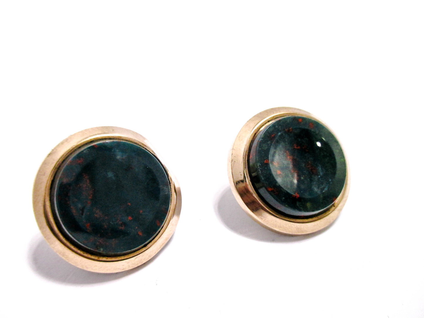 Victorian Bloodstone Cuff Buttons - 1880s Men's Jewelry