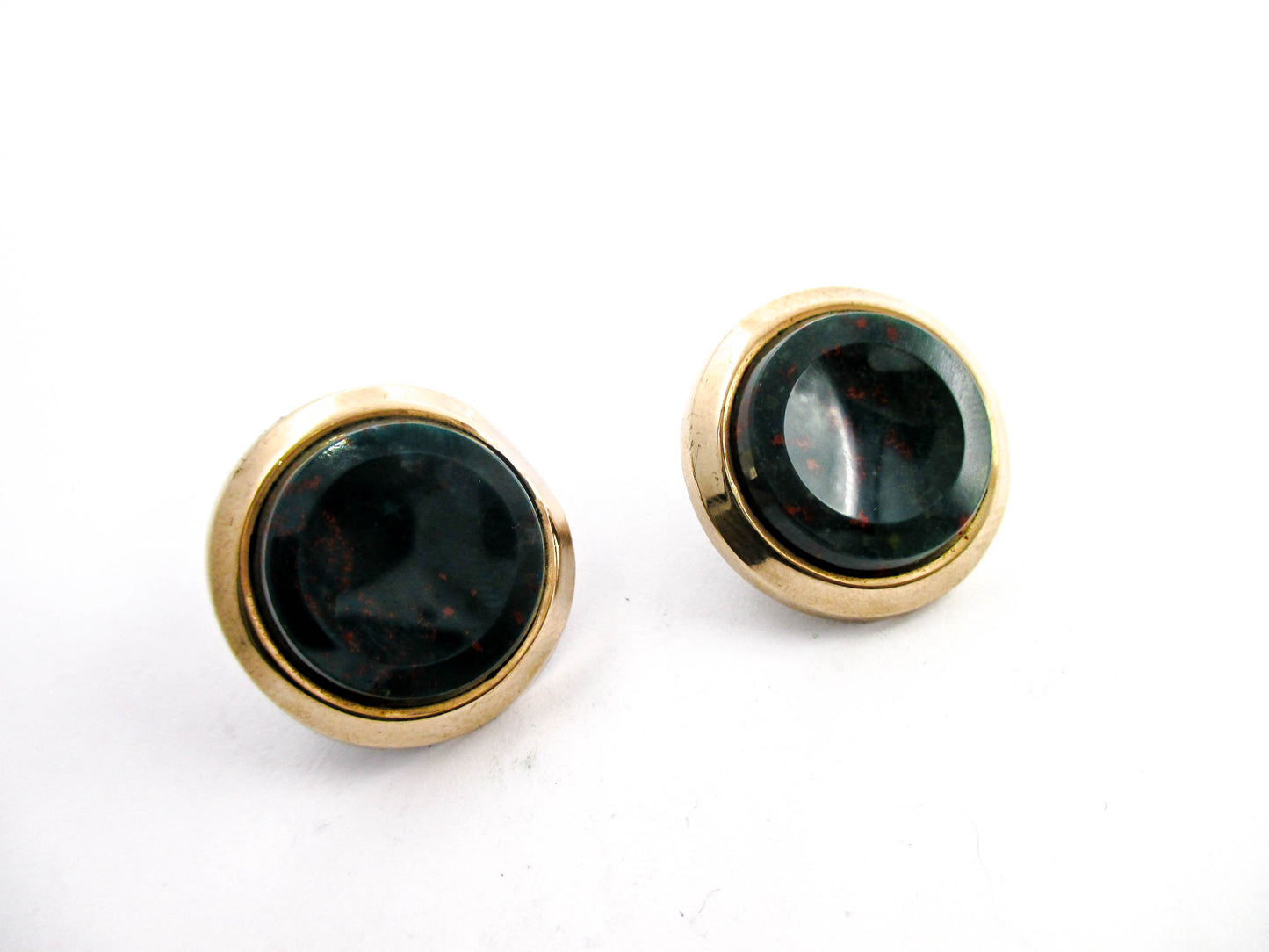 Victorian Bloodstone Cuff Buttons - 1880s Men's Jewelry