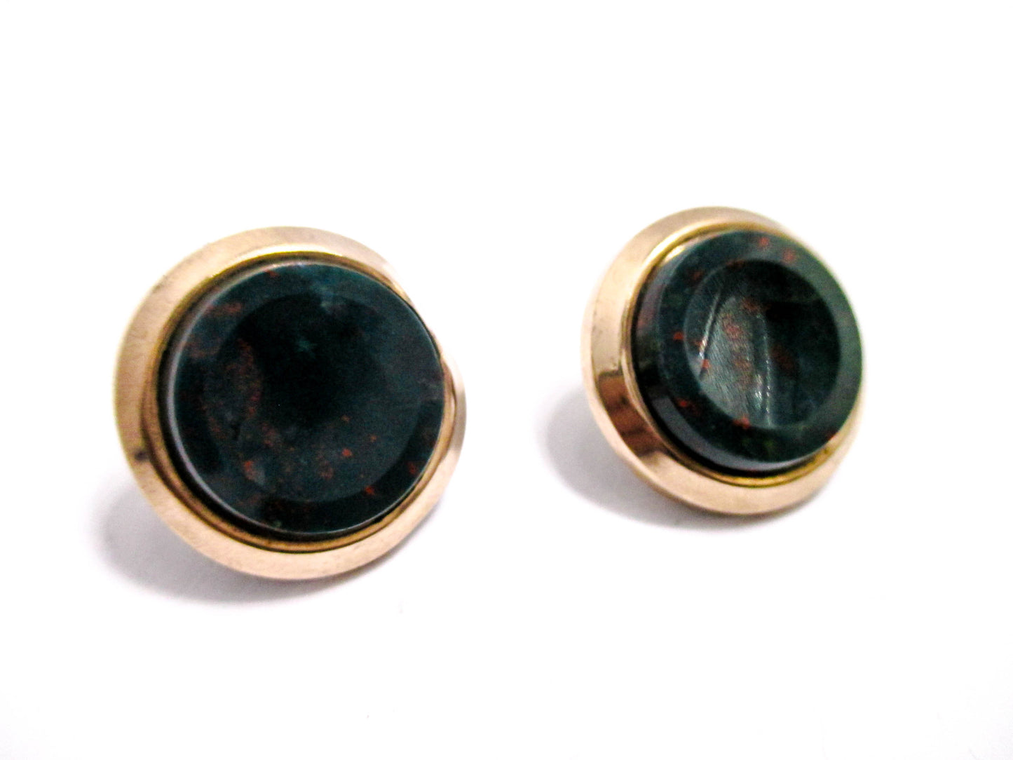 Victorian Bloodstone Cuff Buttons - 1880s Men's Jewelry