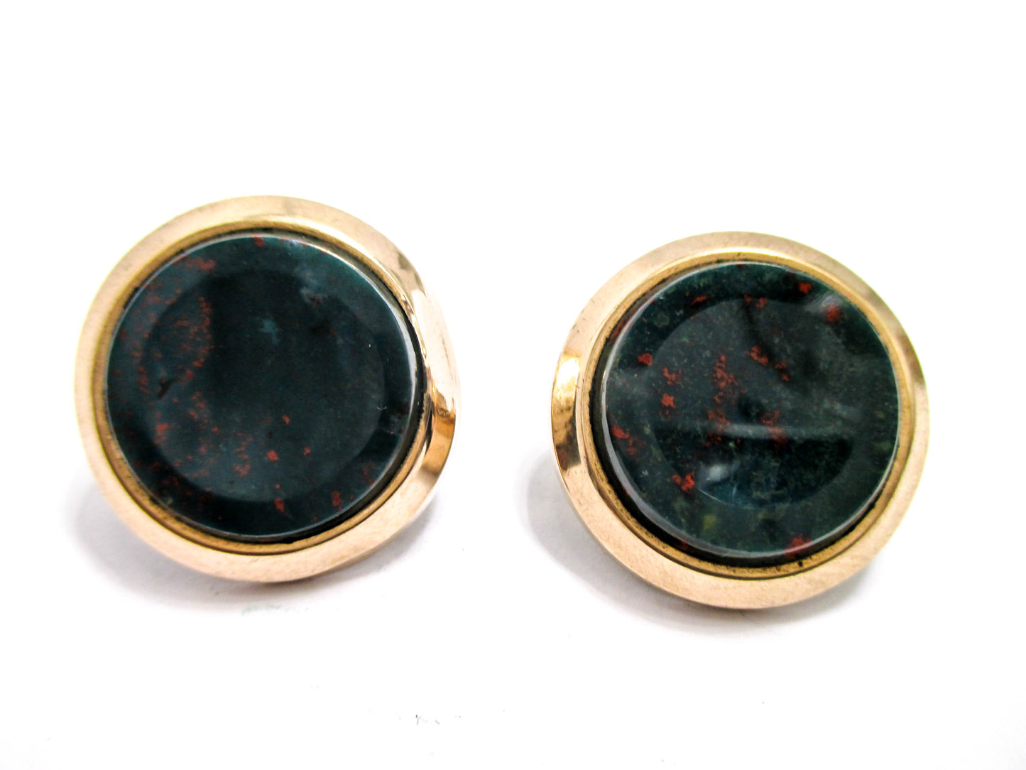 Victorian Bloodstone Cuff Buttons - 1880s Men's Jewelry