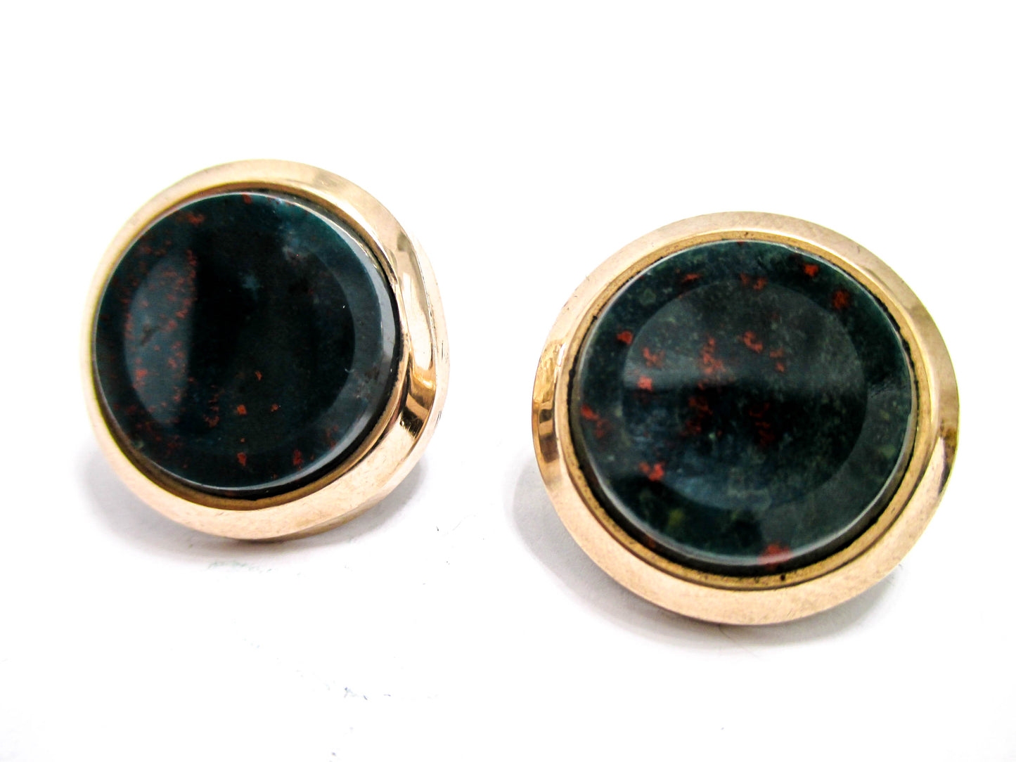 Victorian Bloodstone Cuff Buttons - 1880s Men's Jewelry
