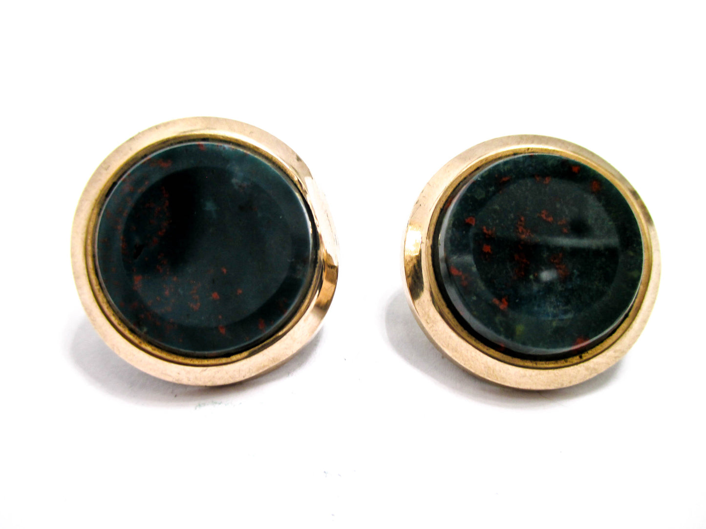 Victorian Bloodstone Cuff Buttons - 1880s Men's Jewelry