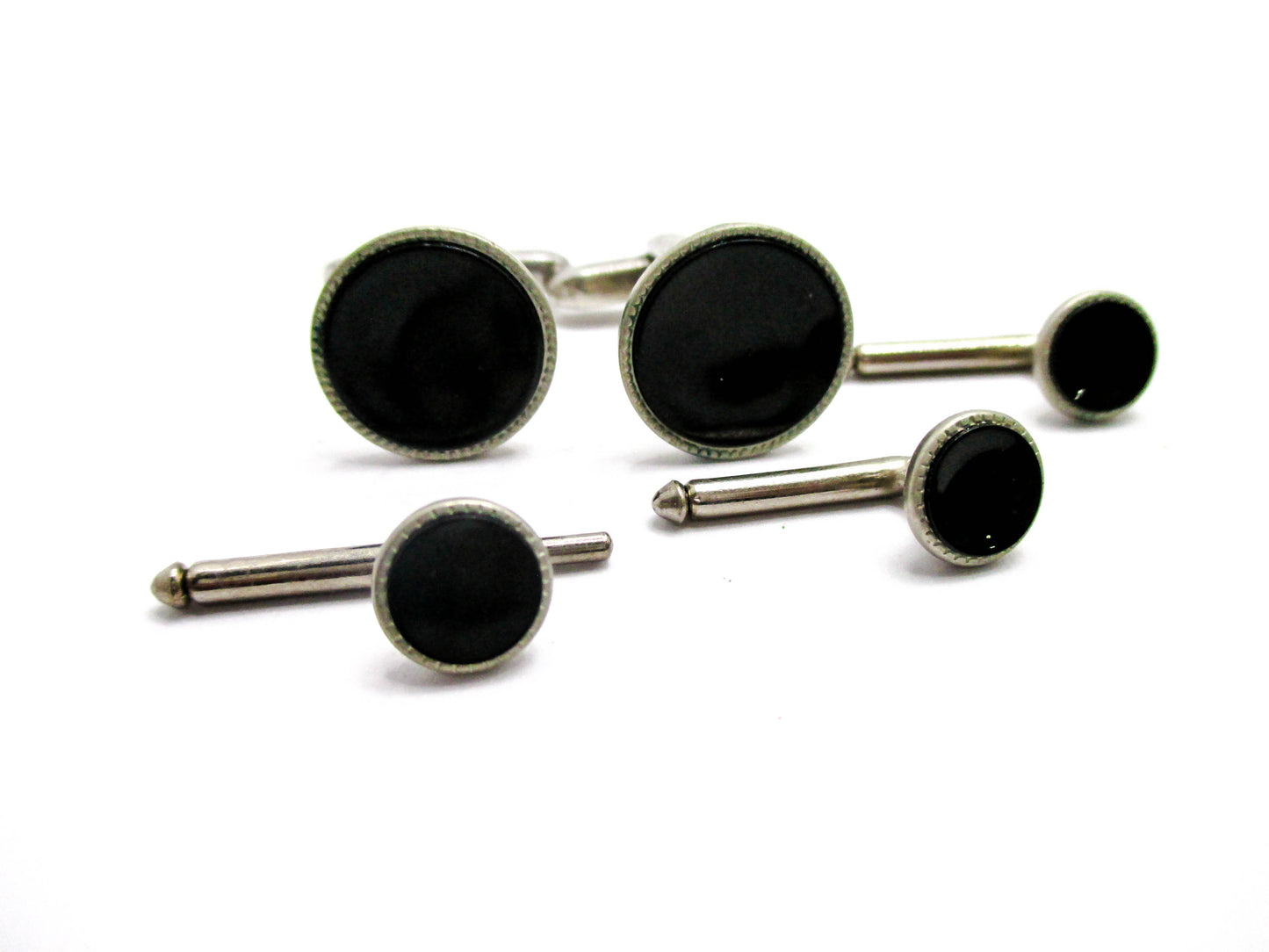 Vintage Black Tuxedo Stud and Cuff Link Set
