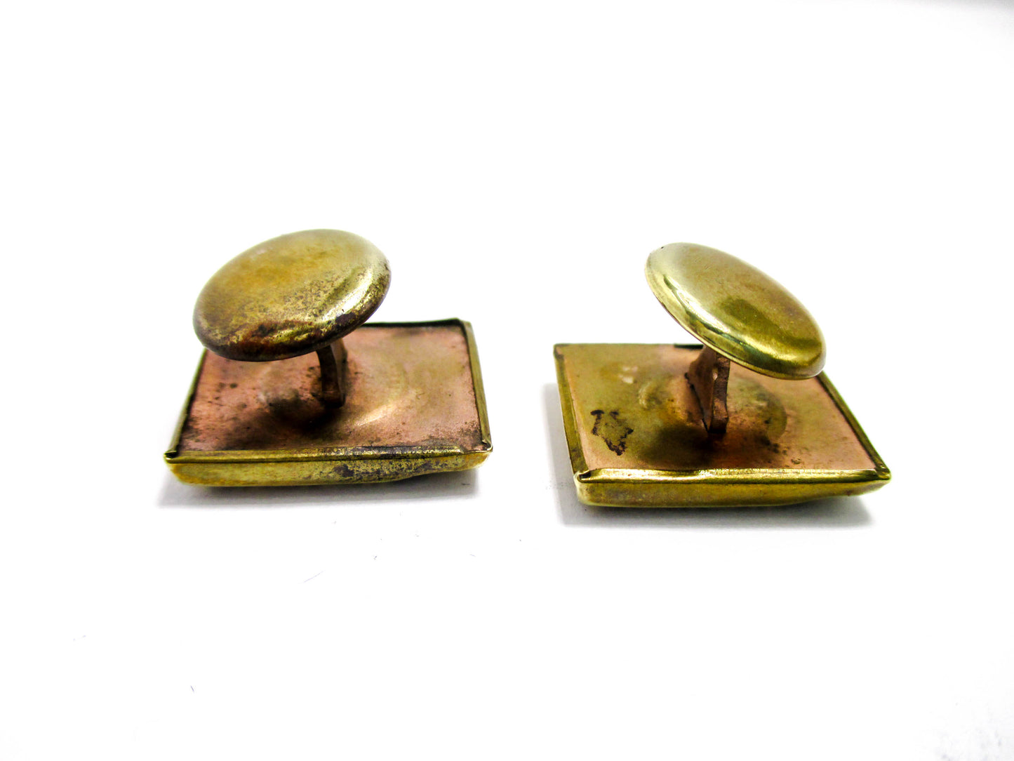 Victorian Cuff Buttons - Yellow Gold Tone, Rhombus Design