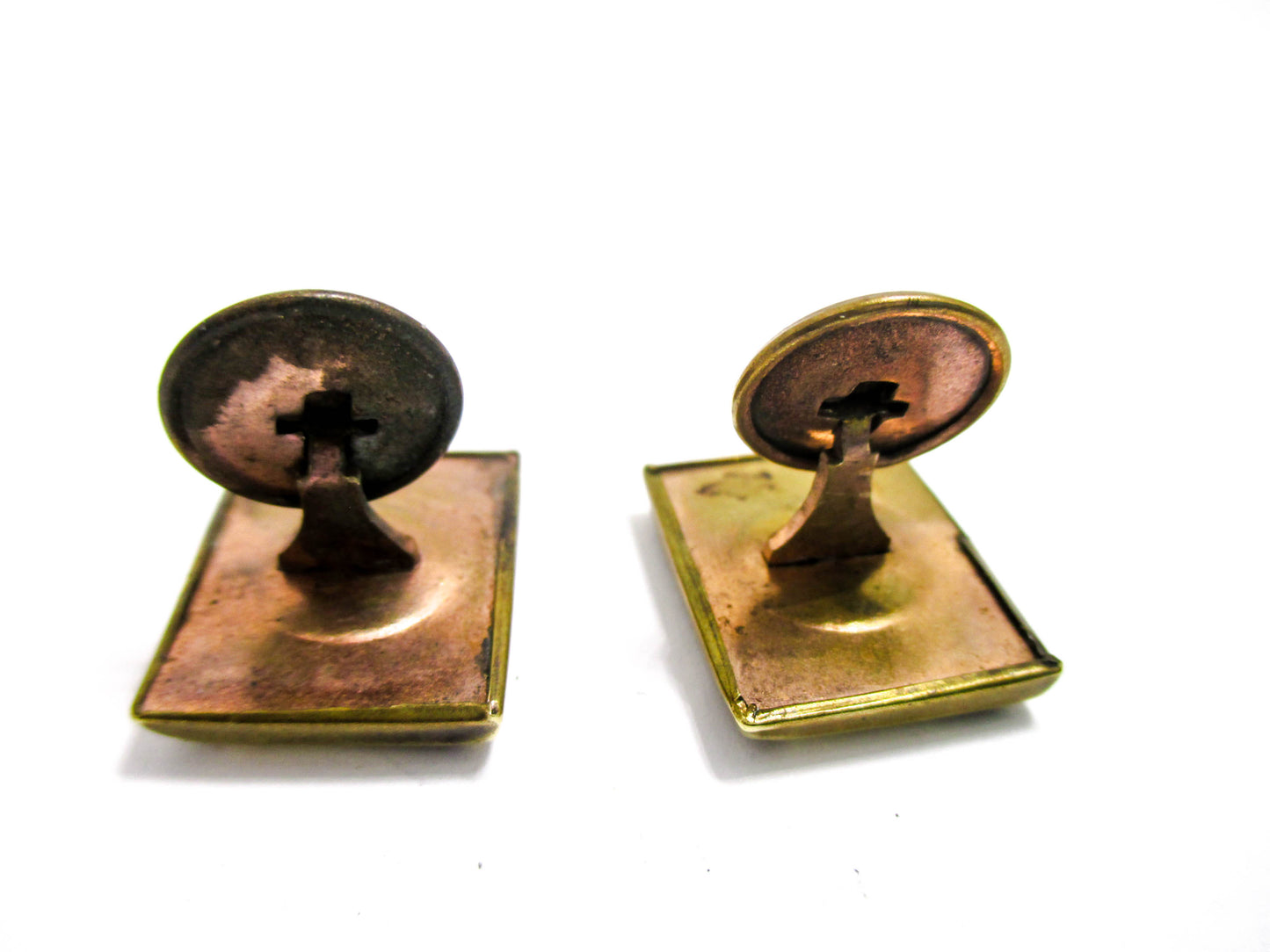 Victorian Cuff Buttons - Yellow Gold Tone, Rhombus Design