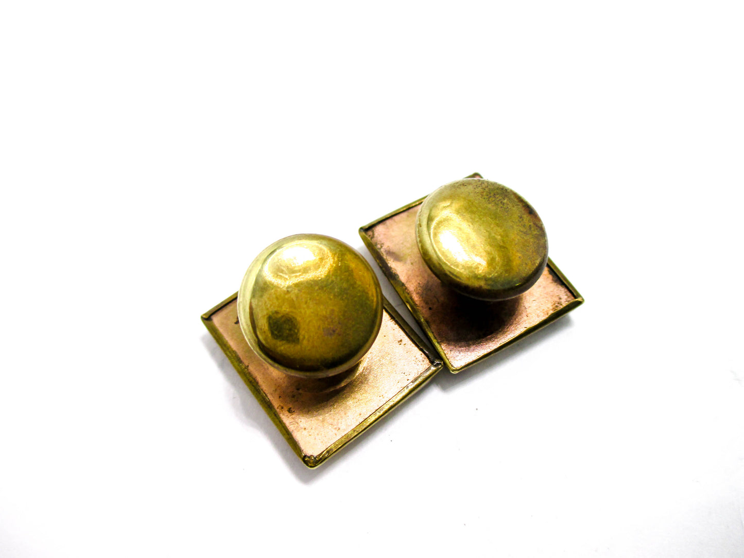 Victorian Cuff Buttons - Yellow Gold Tone, Rhombus Design
