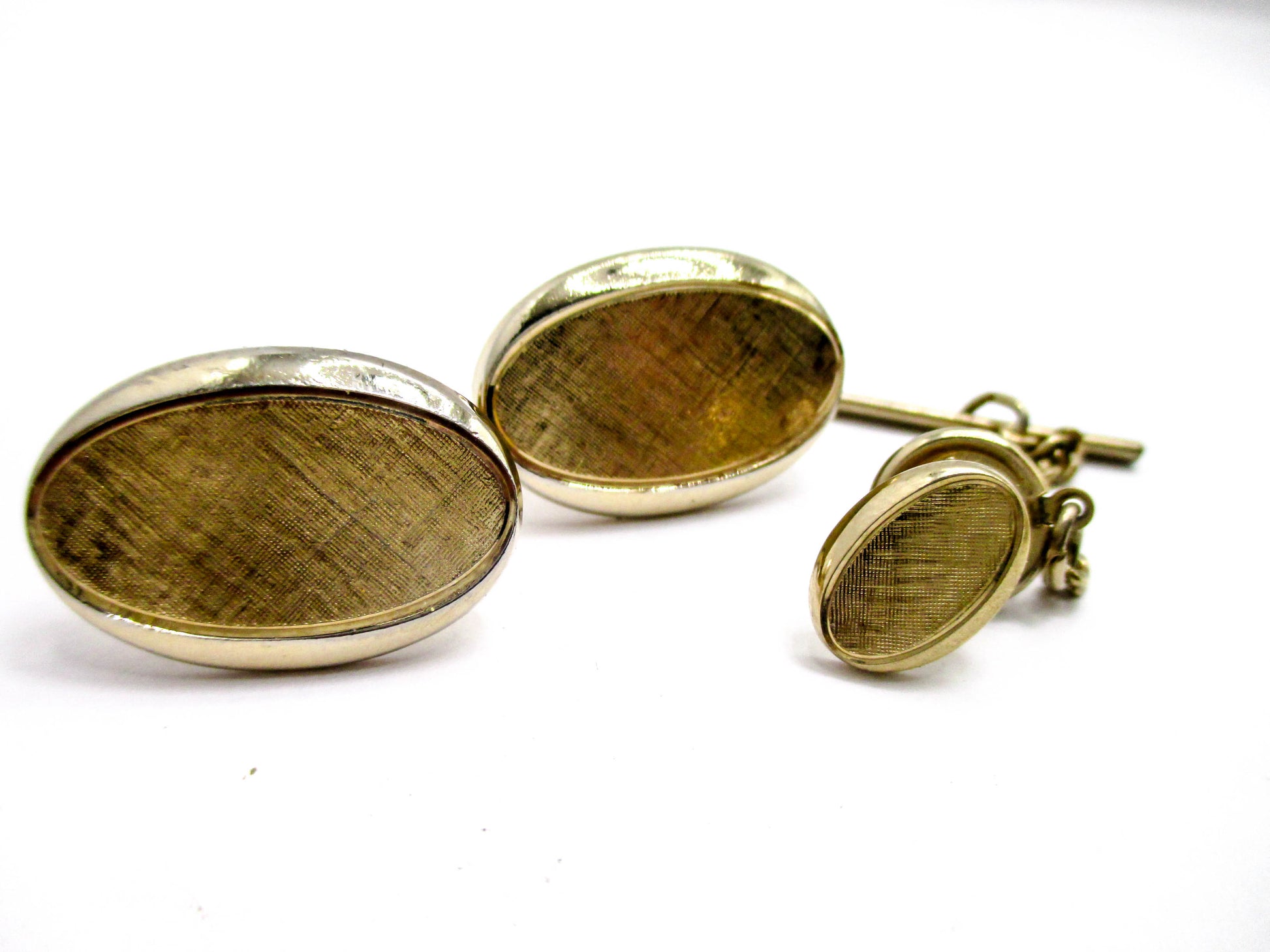Gold Tone Business Set Cufflinks and Lapel Pin