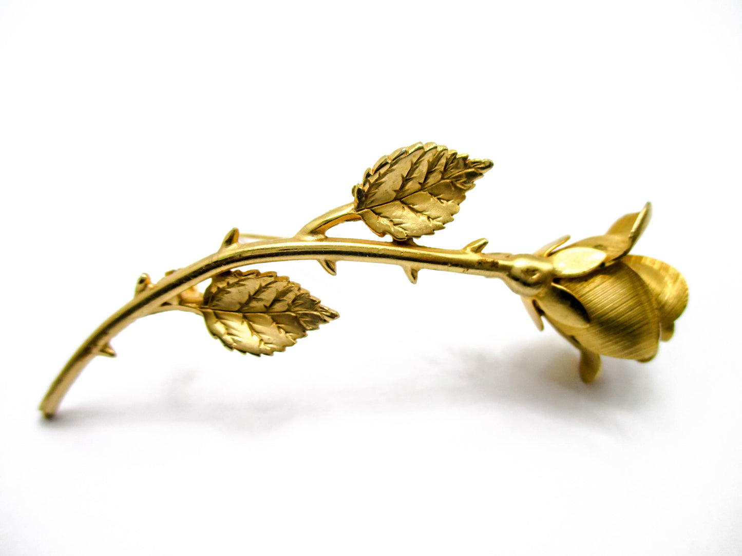 Vintage Rose Brooch - Gold Tone 20th Century Costume Jewelry