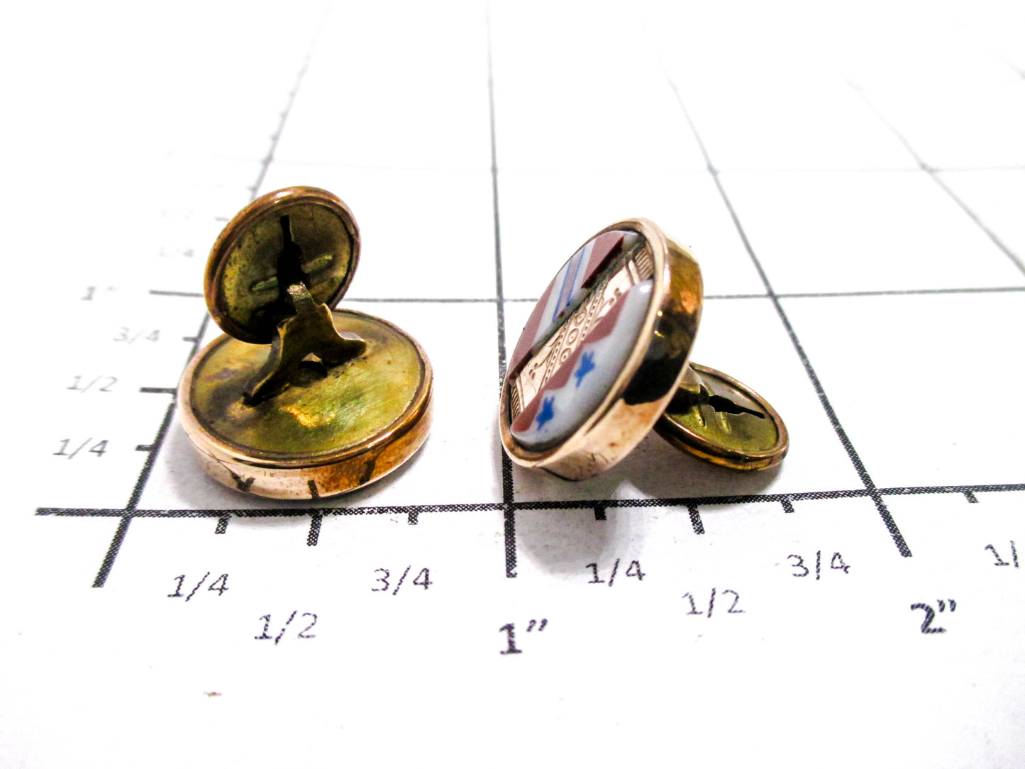 Victorian Patriotic Cuff Buttons - Red White and Blue