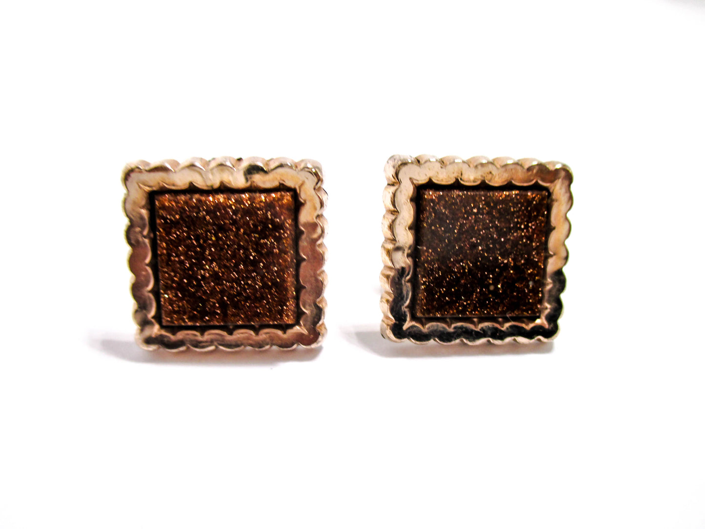 Victorian Goldstone Cuff Buttons - Antique Men's Jewelry