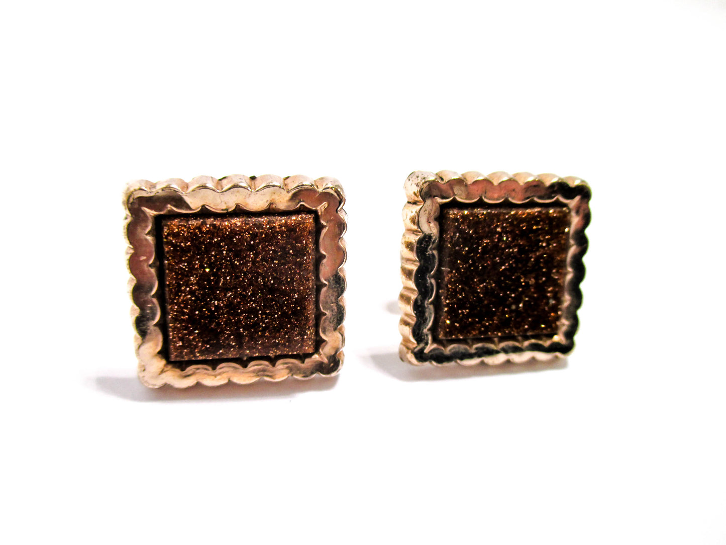 Victorian Goldstone Cuff Buttons - Antique Men's Jewelry