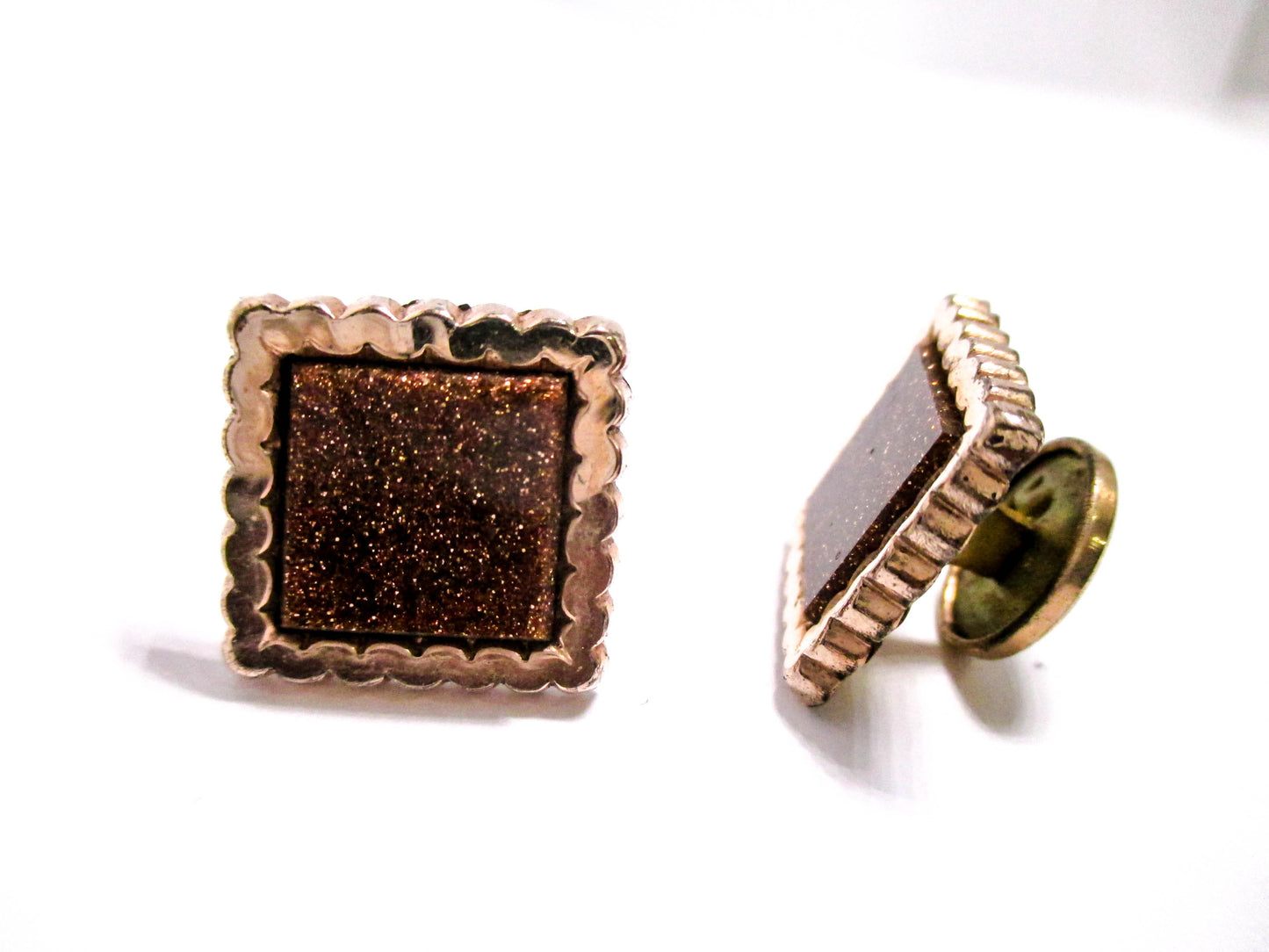 Victorian Goldstone Cuff Buttons - Antique Men's Jewelry