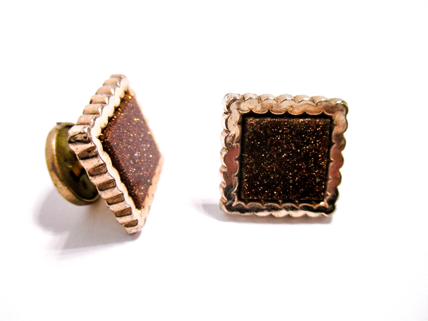 Victorian Goldstone Cuff Buttons - Antique Men's Jewelry