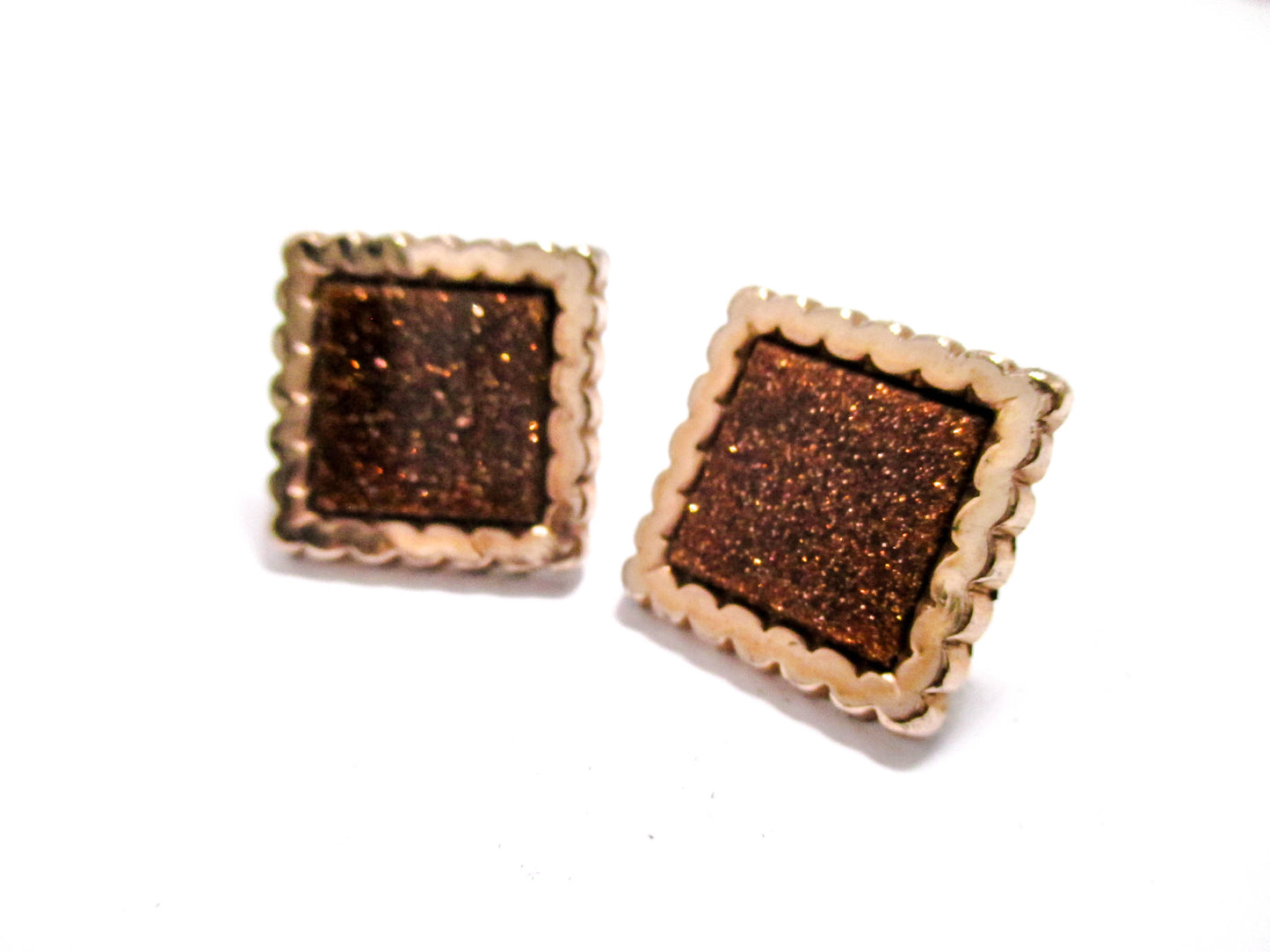 Victorian Goldstone Cuff Buttons - Antique Men's Jewelry