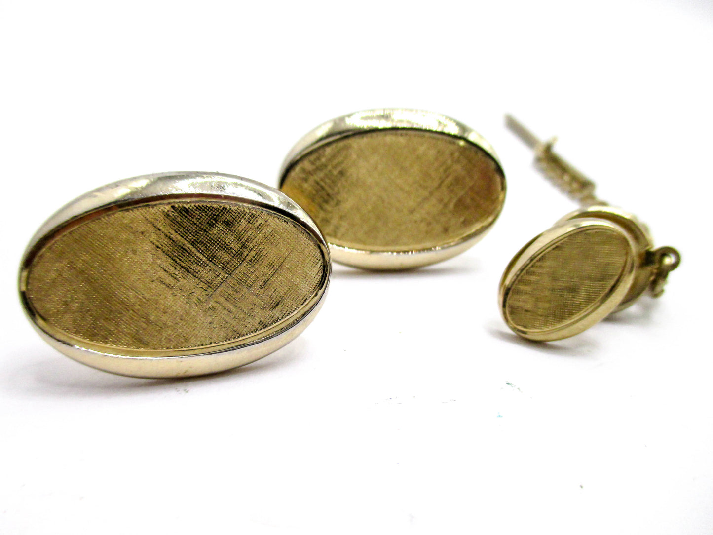 Gold Tone Business Set Cufflinks and Lapel Pin