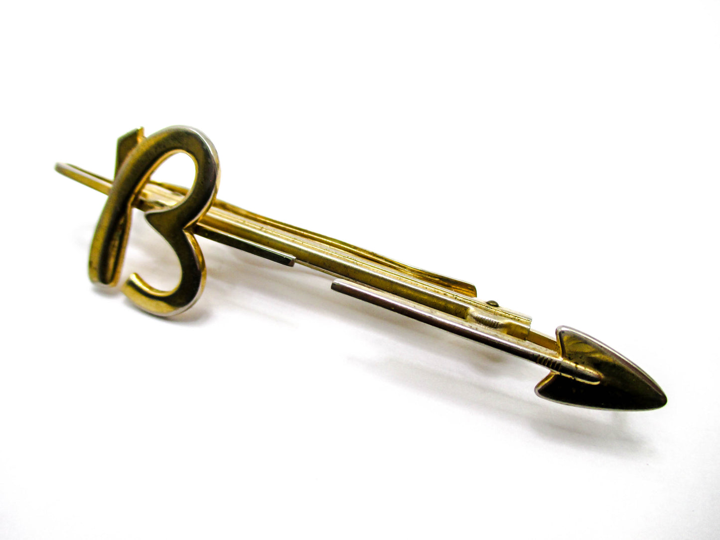 Long Arrow Tie Clasp - Letter "B" - Split EXTENDING Middle - By Hickok