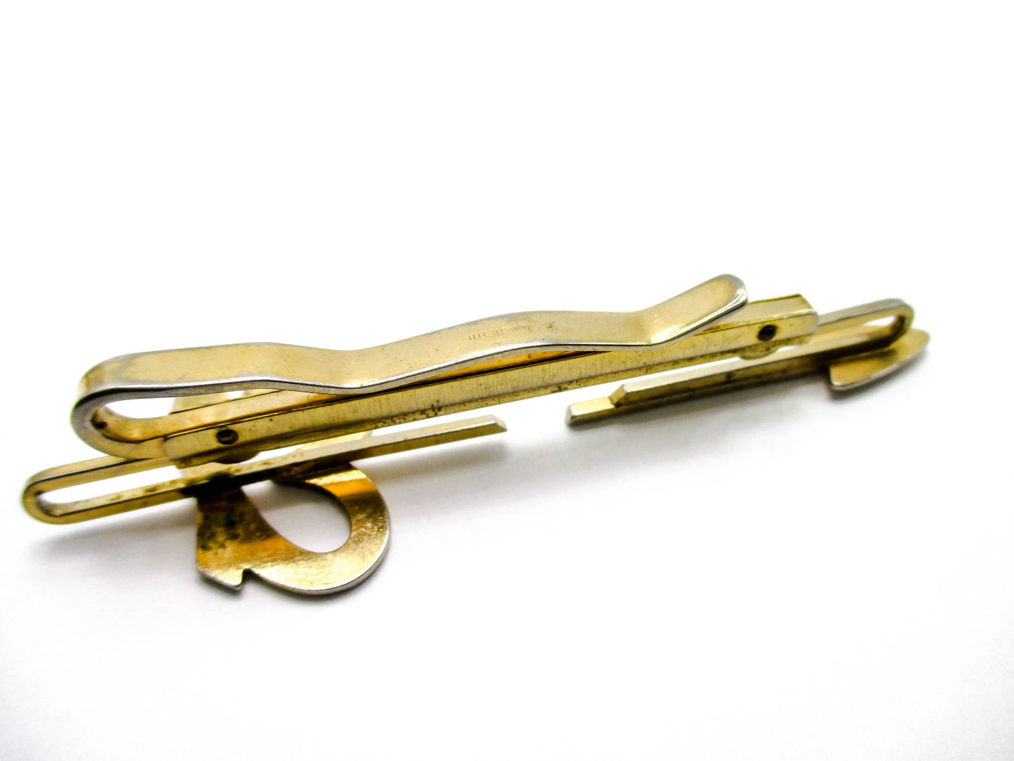 Long Arrow Tie Clasp - Letter "B" - Split EXTENDING Middle - By Hickok