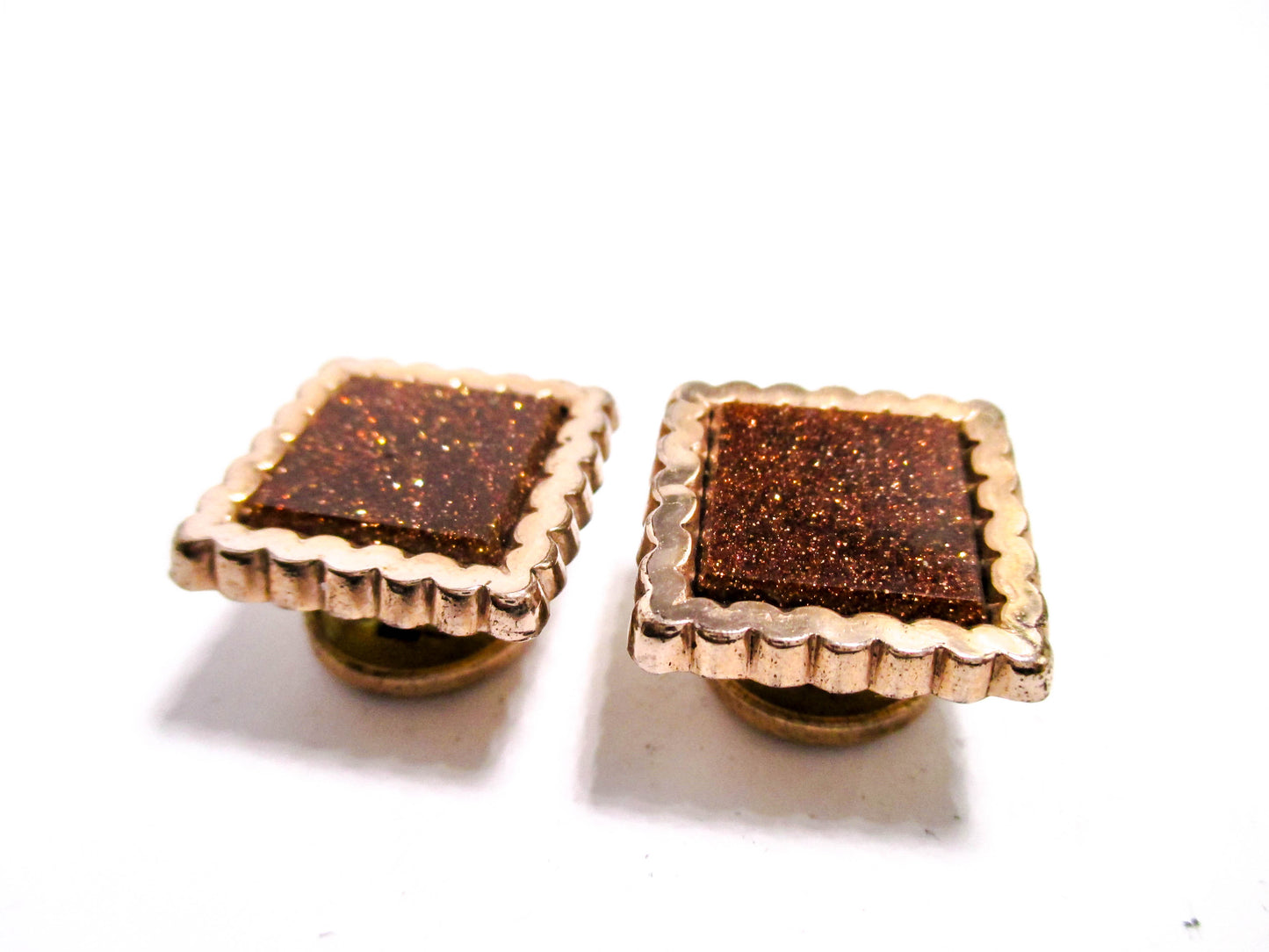Victorian Goldstone Cuff Buttons - Antique Men's Jewelry