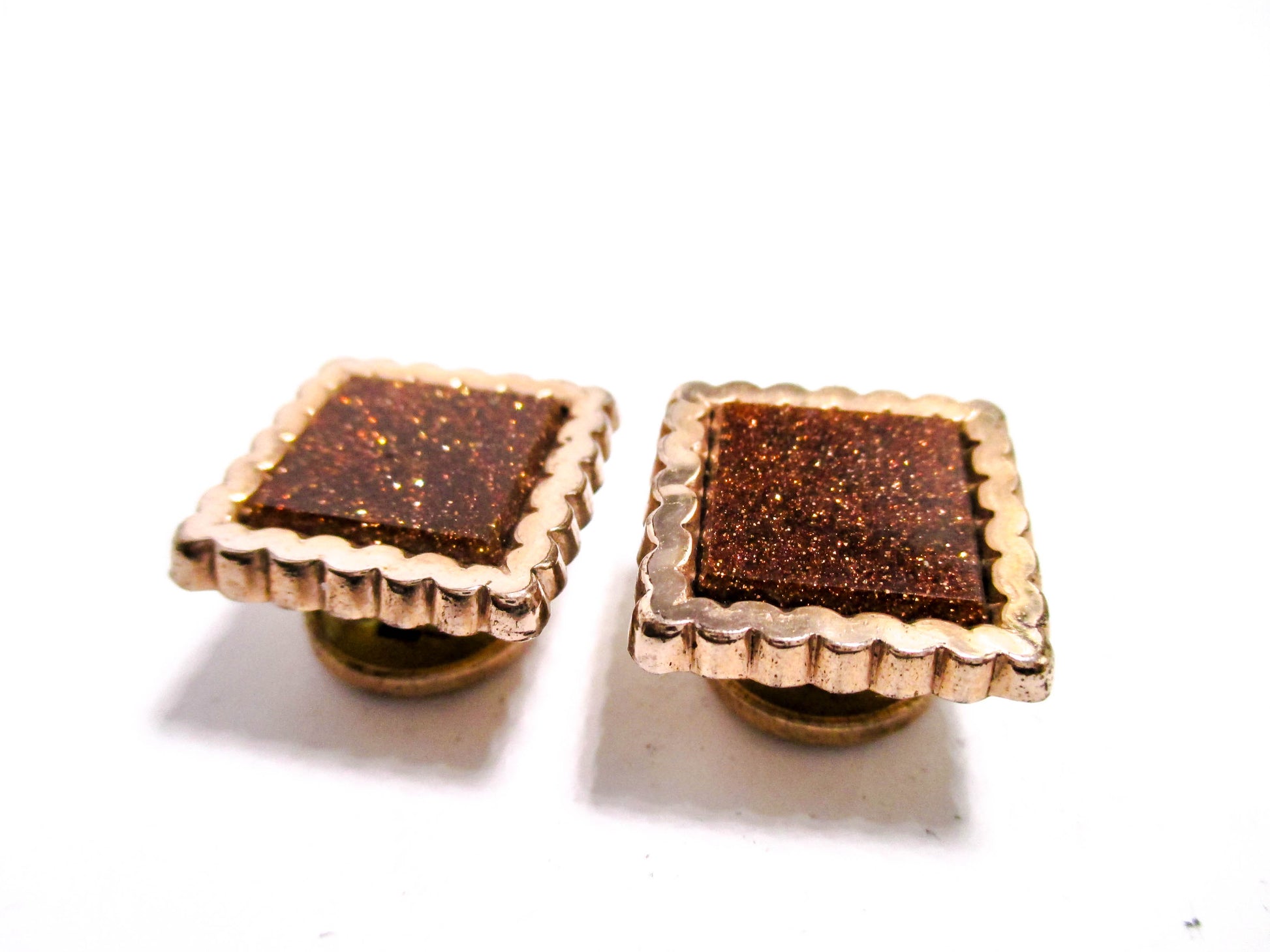 Victorian Goldstone Cuff Buttons - Antique Men's Jewelry