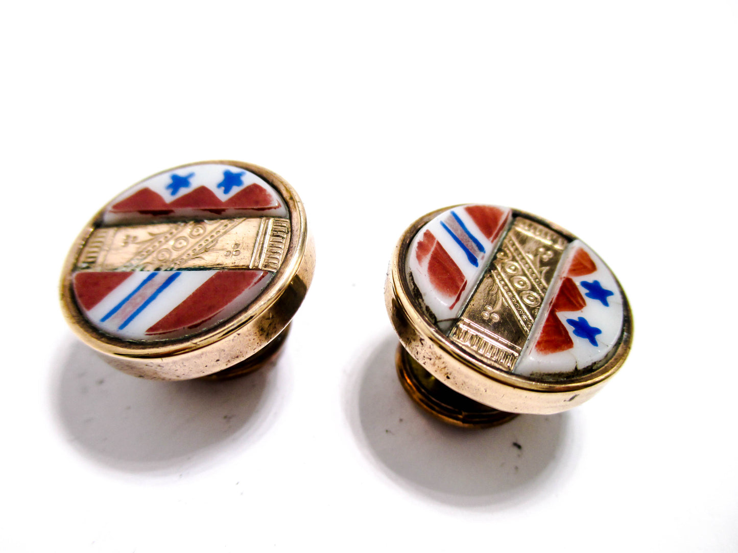 Victorian Patriotic Cuff Buttons - Red White and Blue